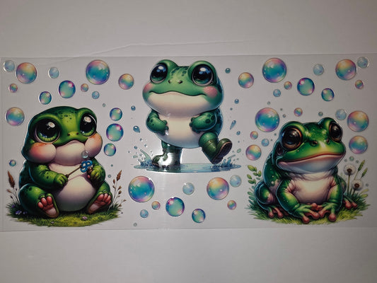 Cute Frog Bubble Tumbler Wrap - Whimsical Green Frog Design for Cups