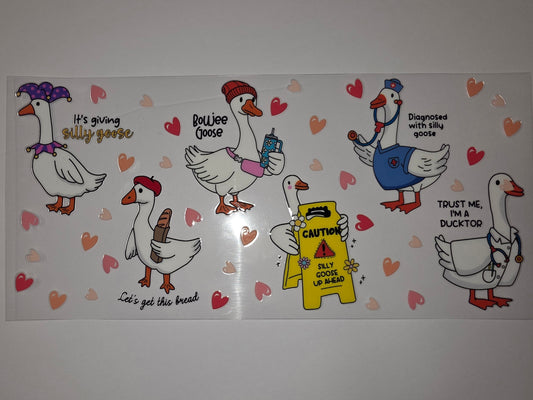 Silly Goose Tumbler Wrap - Cute Duck Designs with Hearts & Funny Sayings