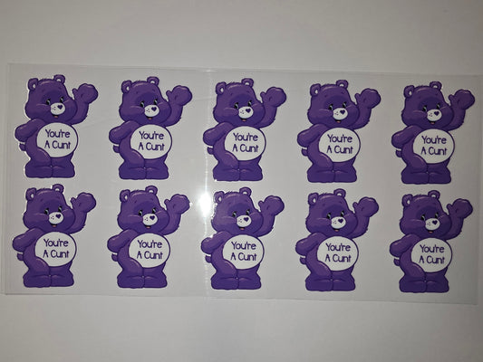Purple Bear "You're A Cunt" Tumbler Wrap - Funny Sarcastic Drinkware Design