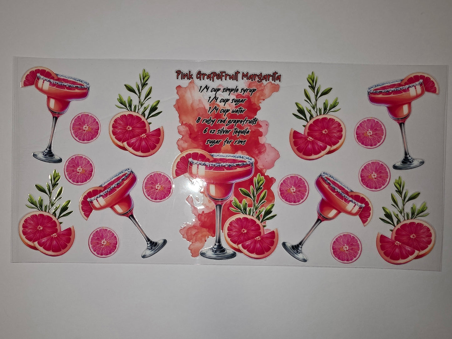 Pink Grapefruit Margarita Tumbler Wrap - Tropical Cocktail Design