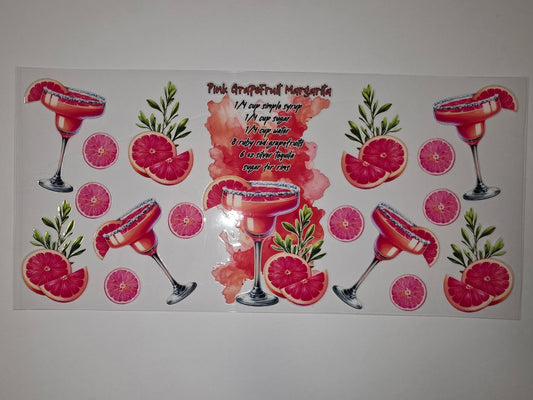 Pink Grapefruit Margarita Tumbler Wrap - Tropical Cocktail Design