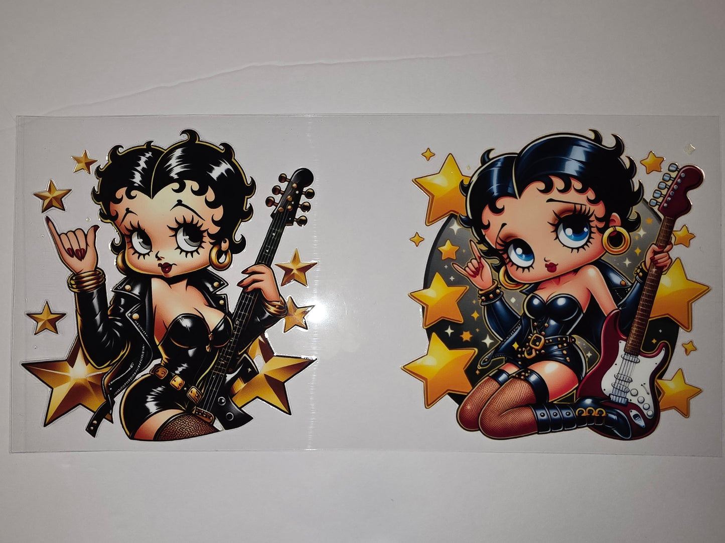 Rockstar Betty Boop Tumbler Wrap - Black Leather & Gold Stars