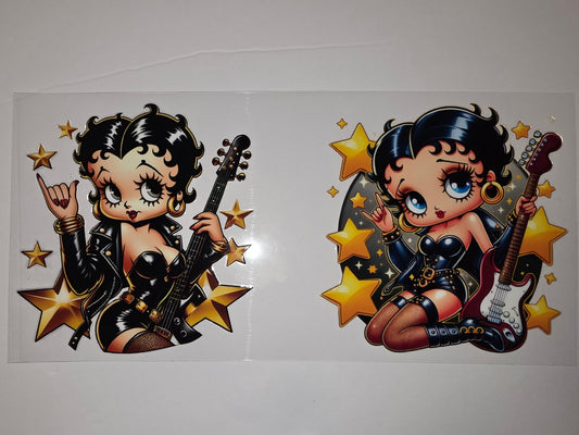 Rockstar Betty Boop Tumbler Wrap - Black Leather & Gold Stars