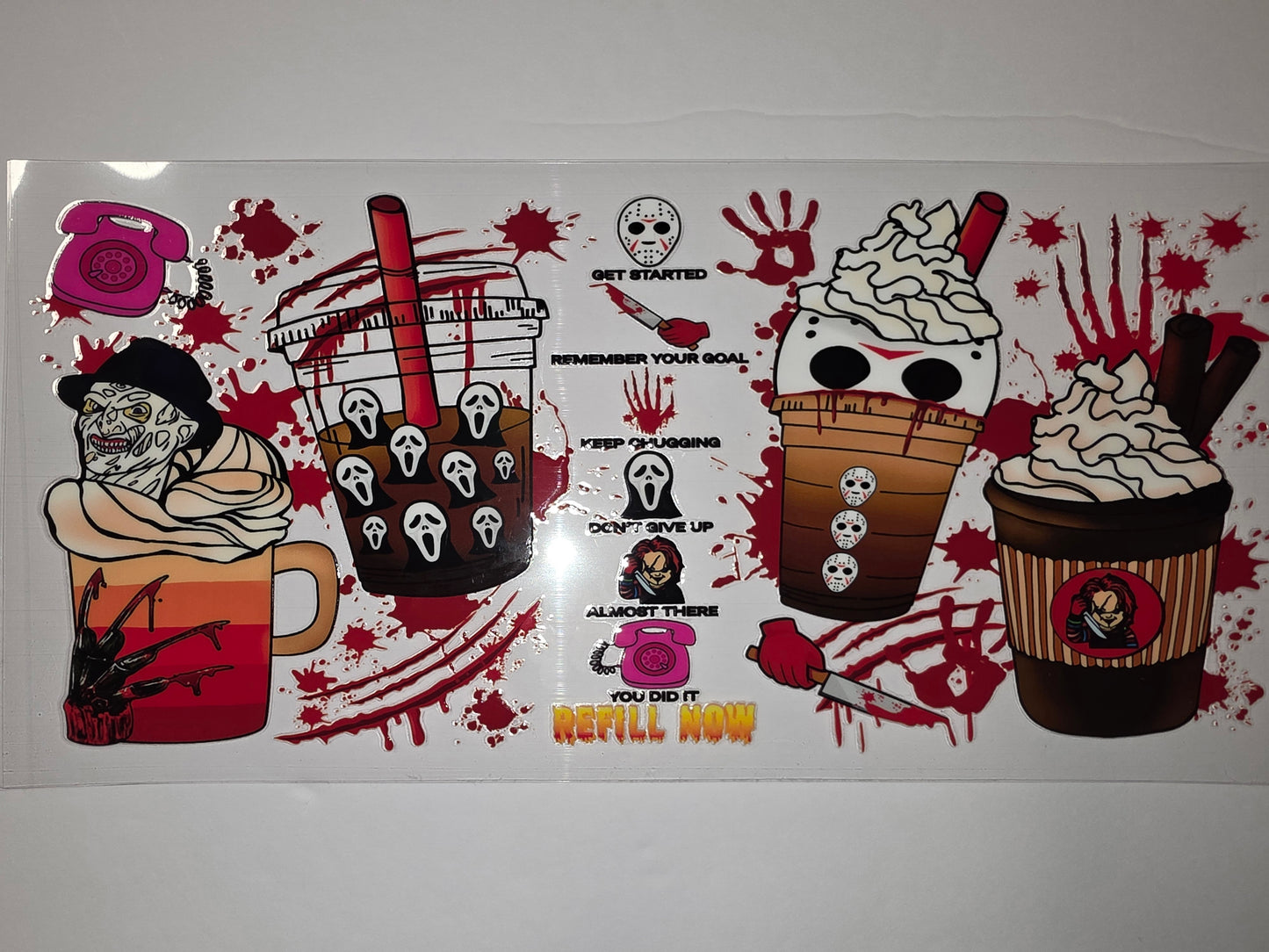 Horror Movie Character Tumbler Wraps - Freddy, Jason, Ghostface, Chucky - Spooky Drinkware Design