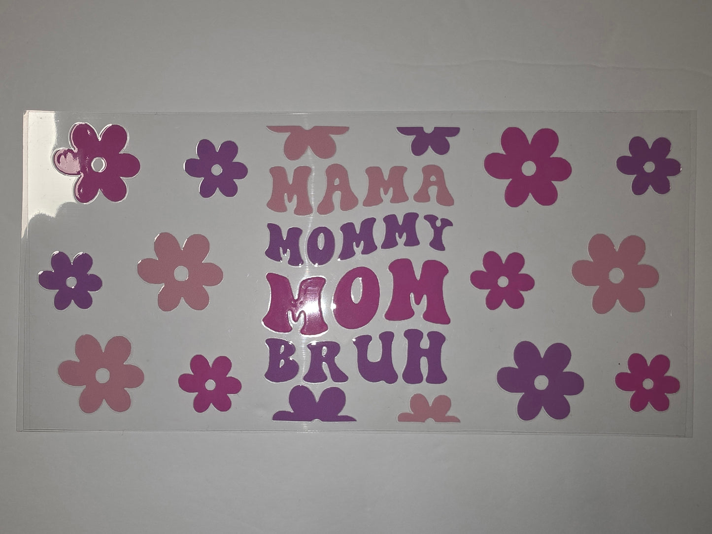 Groovy Mom Life Tumbler Wrap | Pink & Purple Retro Flowers | Mommy Mom Bruh