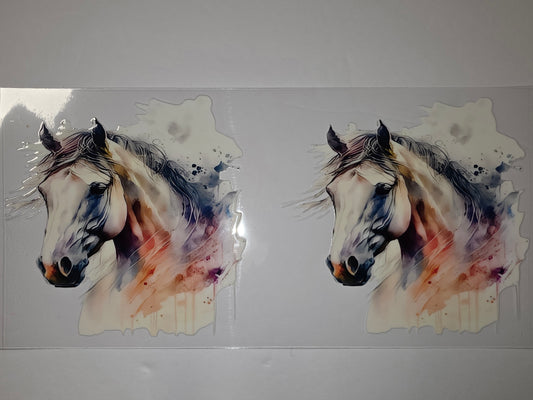 Watercolor Horse Tumbler Wrap - Majestic White Horse Design with Splashes of Color