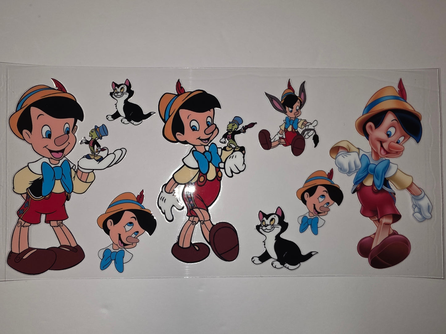 Pinocchio & Figaro Tumbler Wrap - Classic Disney Characters, Red, Blue, Yellow