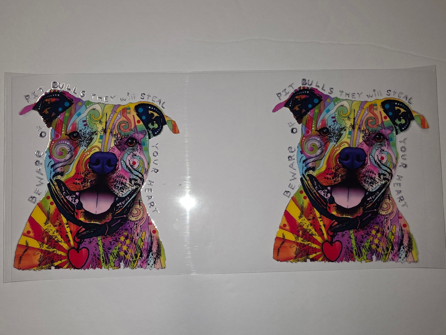 Vibrant Pitbull Tumbler Wrap - "Pitbulls Will Steal Your Heart" Design