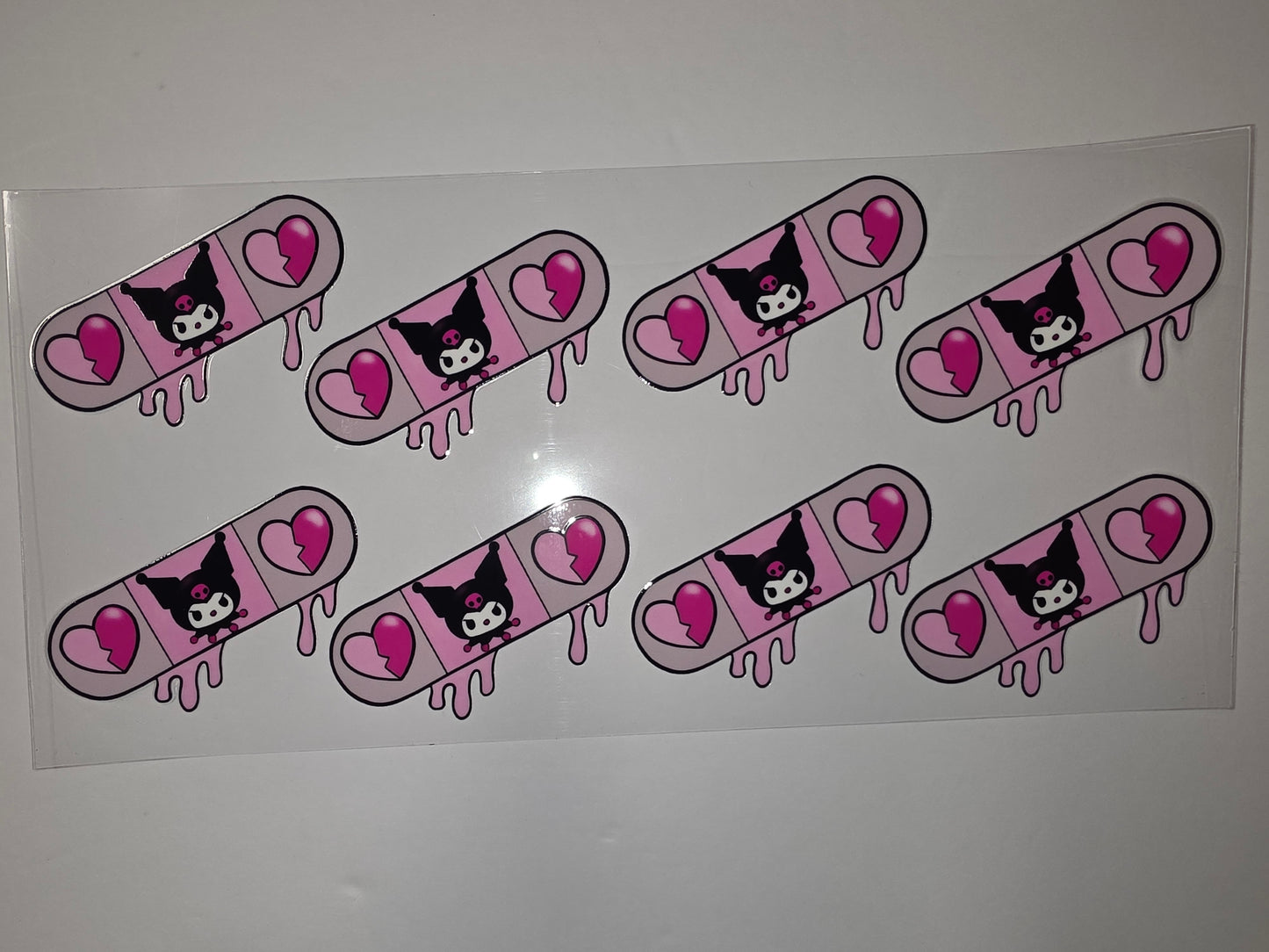 Kawaii Kuromi Broken Heart Drip Tumbler Wrap - Pink & Black Cute Anime Design