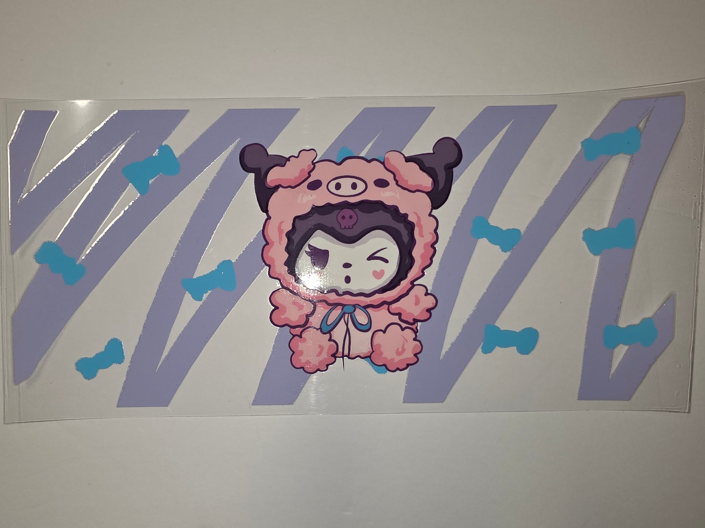 Cute Kawaii Pig Character Tumbler Wrap - Pink, Purple, Blue Bows & Stripes