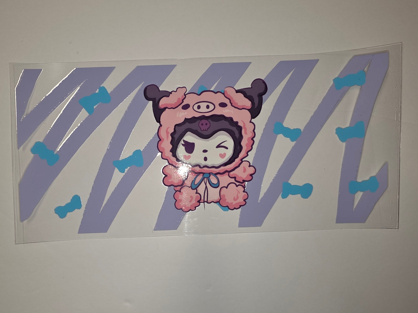 Cute Pig Character Tumbler Wrap - Kawaii Pink & Purple Design with Blue Accents