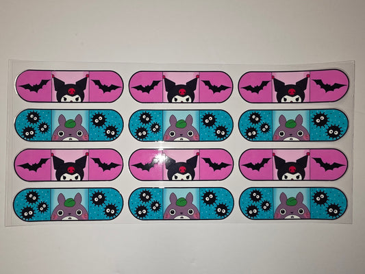 Cute Kawaii Totoro & Kuromi Bat Tumbler Wraps - Pink, Purple, Teal
