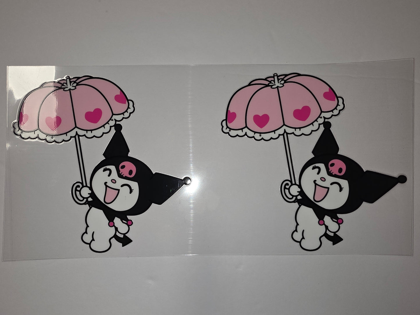 Cute Kuromi with Pink Umbrella Tumbler Wrap - Kawaii Anime Drinkware Design