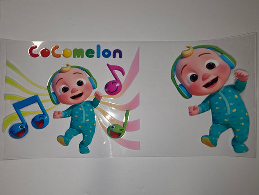 Cocomelon Music Theme Tumbler Wrap - Teal, Yellow, Blue, Pink - Kids Drinkware Design