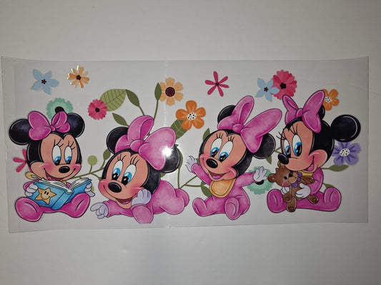 Baby Minnie Mouse Pink Bows & Flowers Tumbler Wrap | Cute Cartoon Drinkware Design