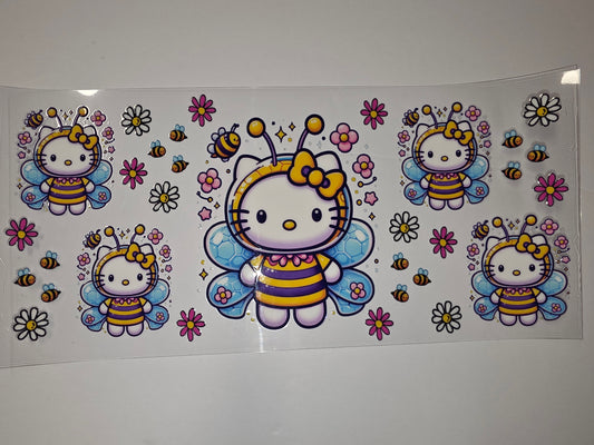 Cute Bee Hello Kitty Tumbler Wrap | Yellow, Purple, Blue | Kawaii Drinkware Design