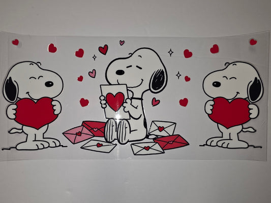 Snoopy Valentine's Day Tumbler Wrap - Red Hearts & Envelopes Design