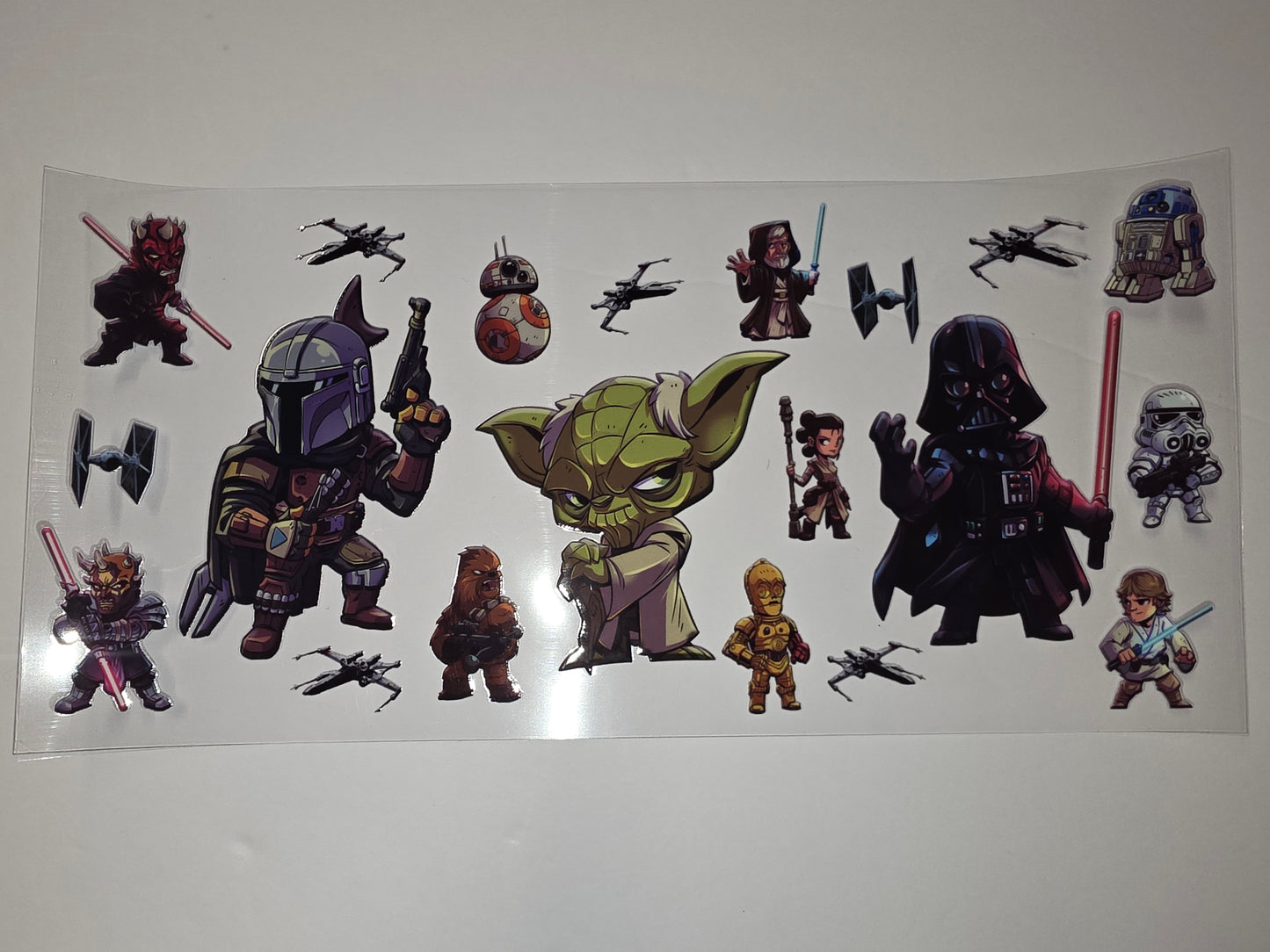 Chibi Star Wars Tumbler Wrap - Iconic Characters & Spaceships - Vinyl Decal