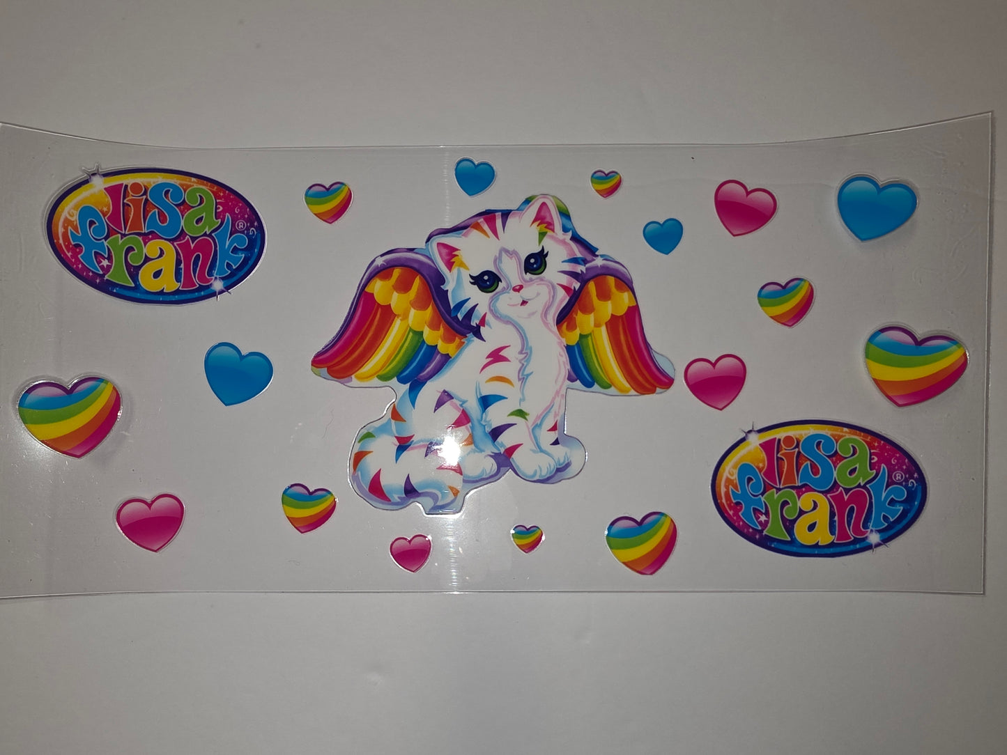 Lisa Frank Inspired Rainbow Winged Cat Tumbler Wrap | Retro 90s Aesthetic