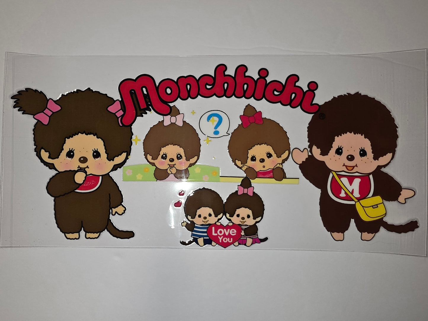 Monchhichi Tumbler Wrap - Cute Monkey Design with Pink Bows & Yellow Bag
