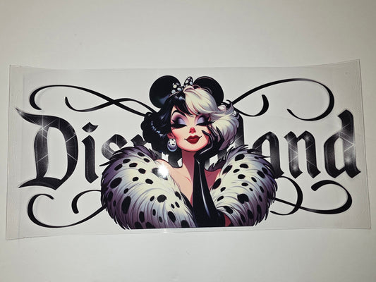Cruella de Vil Disneyland Inspired Tumbler Wrap - Black & White Dalmatian Design