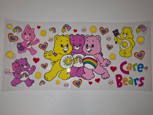 Care Bears Tumbler Wrap - Pink, Yellow, Rainbow Hearts & Sun Design