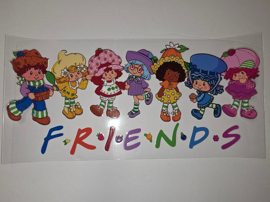 Strawberry Shortcake Friends Tumbler Wrap - Retro Cartoon Characters & Fruit Accents