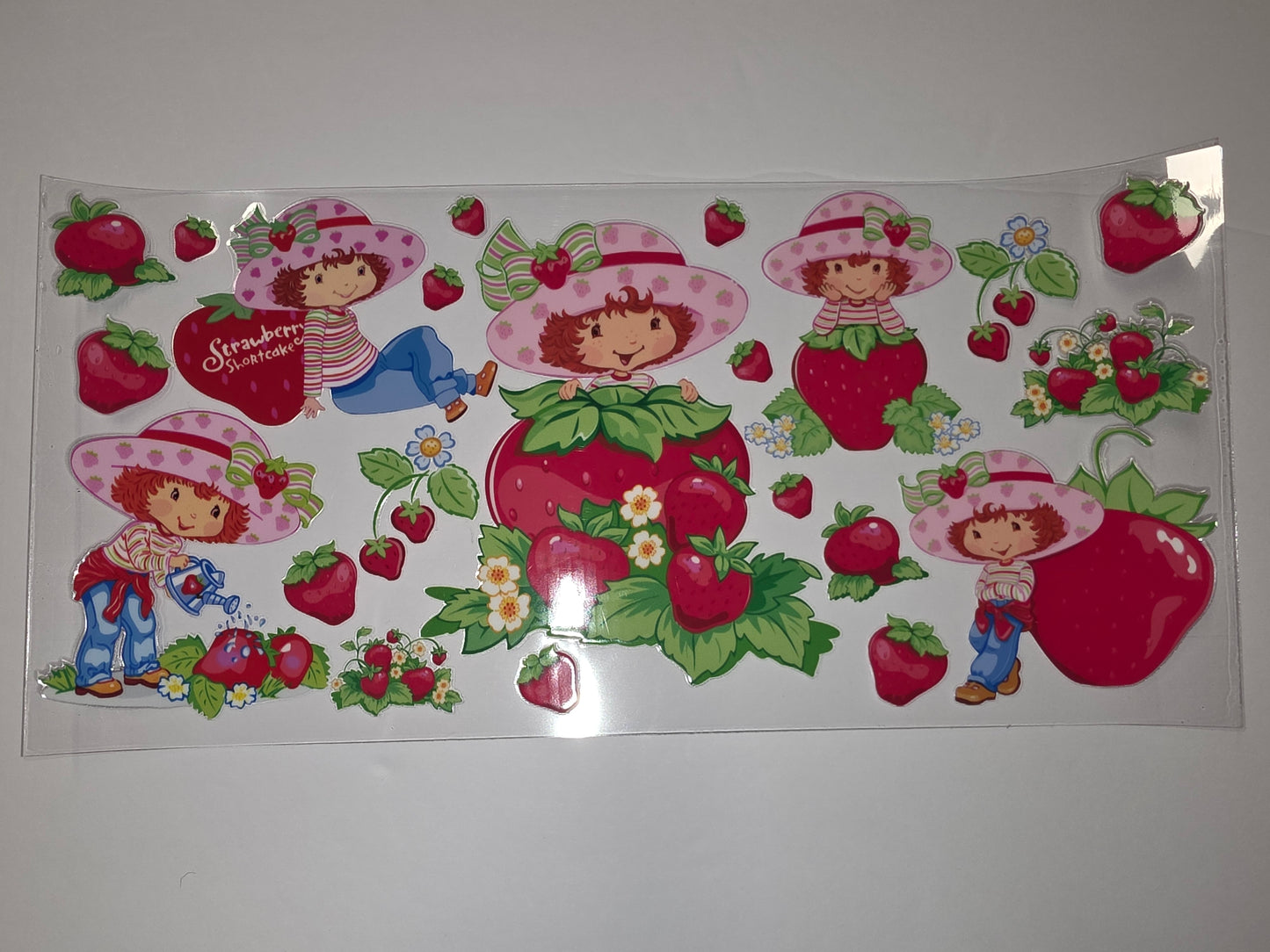 Strawberry Shortcake & Friends Tumbler Wrap - Pink, Red, Green - Retro Cartoon Style