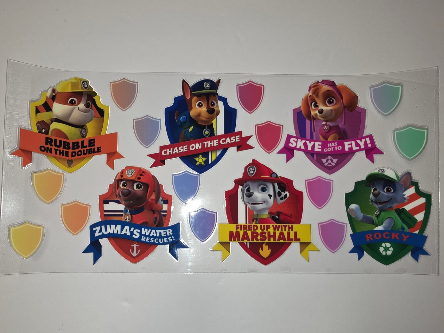 Paw Patrol Character Tumbler Wrap - Rubble, Chase, Skye, Zuma, Marshall, Rocky