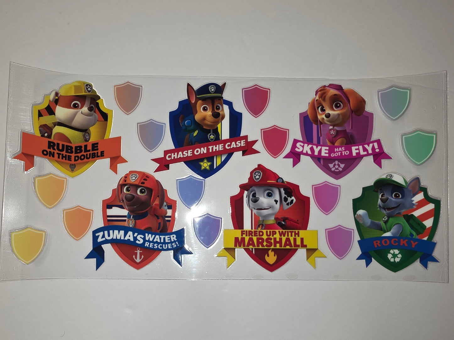 Paw Patrol Character Tumbler Wrap - Rubble, Chase, Skye, Zuma, Marshall, Rocky