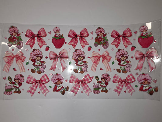 Strawberry Shortcake & Friends Pink Bow Tumbler Wrap | Cute Retro Drinkware Design