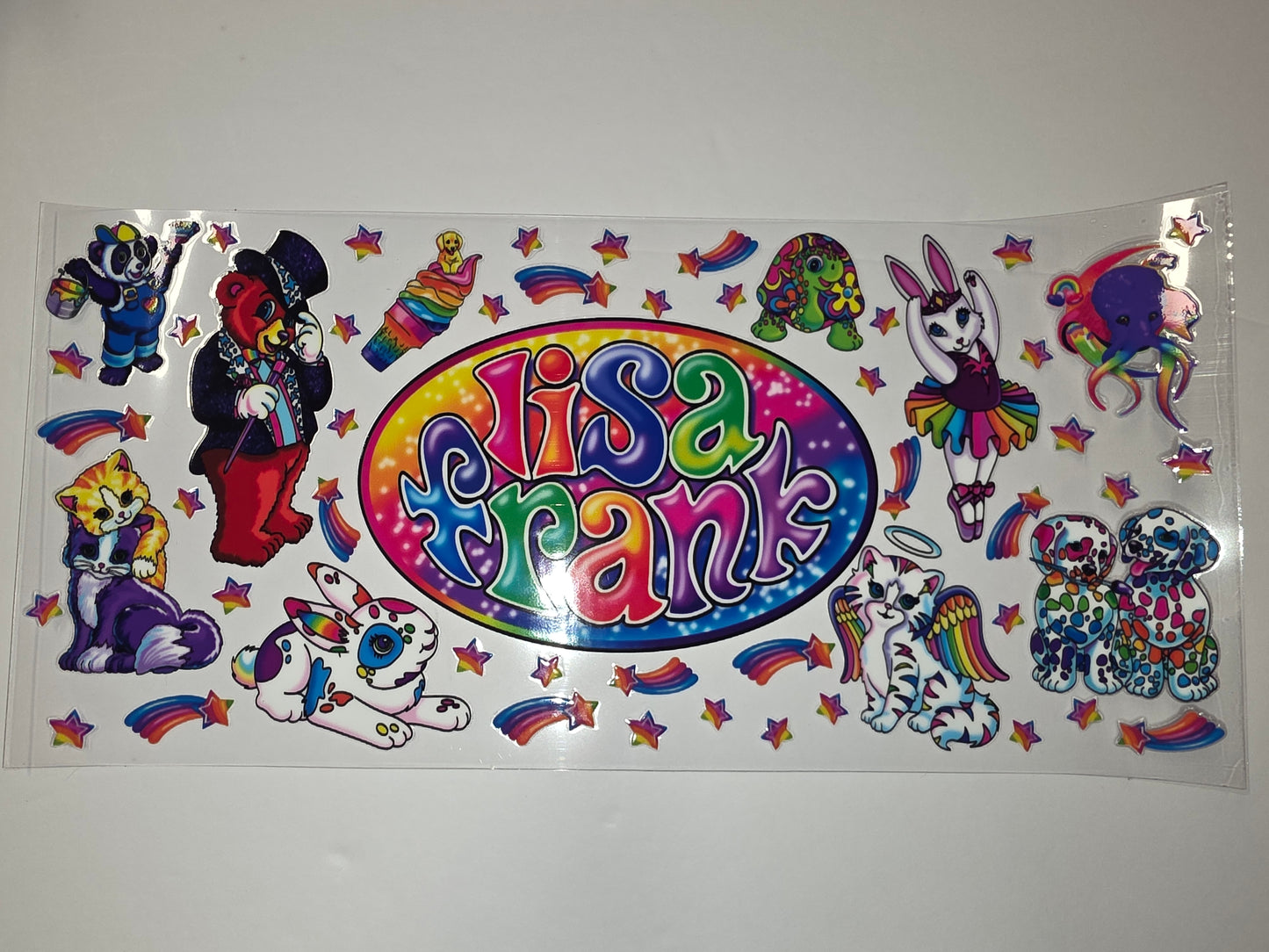 Lisa Frank Inspired Rainbow Animal Tumbler Wrap | Cute Kawaii Stickers for Cups