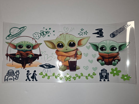 Cute Baby Alien & Star Wars Inspired Tumbler Wrap Designs - Green & Brown