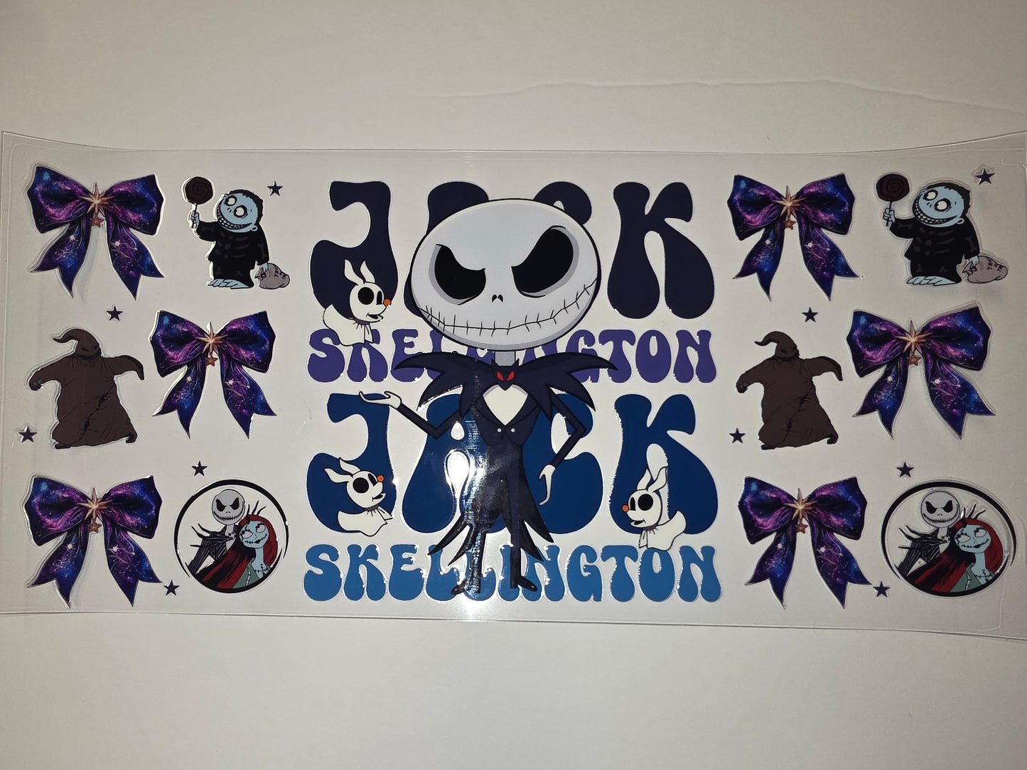 Jack Skellington Tumbler Wrap - Nightmare Before Christmas Design with Galaxy Bows