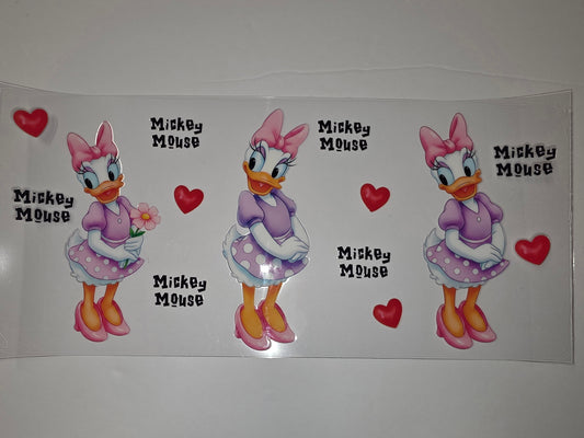 Daisy Duck Tumbler Wrap - Pink Polka Dot Dress, Hearts, Mickey Mouse Design
