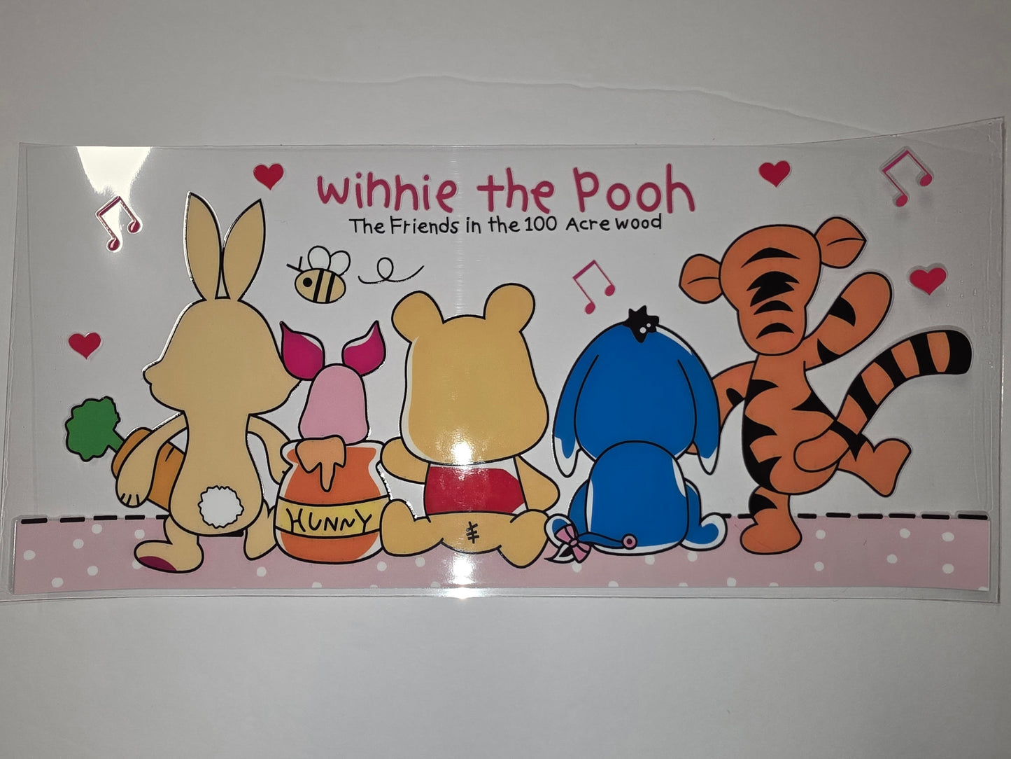 Winnie the Pooh & Friends Tumbler Wrap | Cute Cartoon Characters | Pink Polka Dot Design