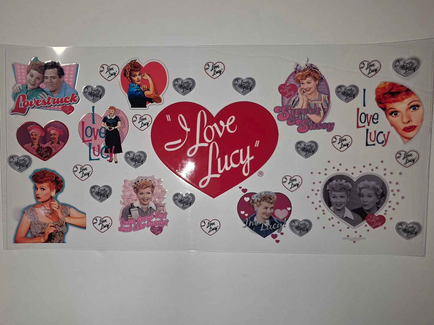 I Love Lucy Tumbler Wrap Design - Vintage TV Show Fan Art with Hearts & Retro Style