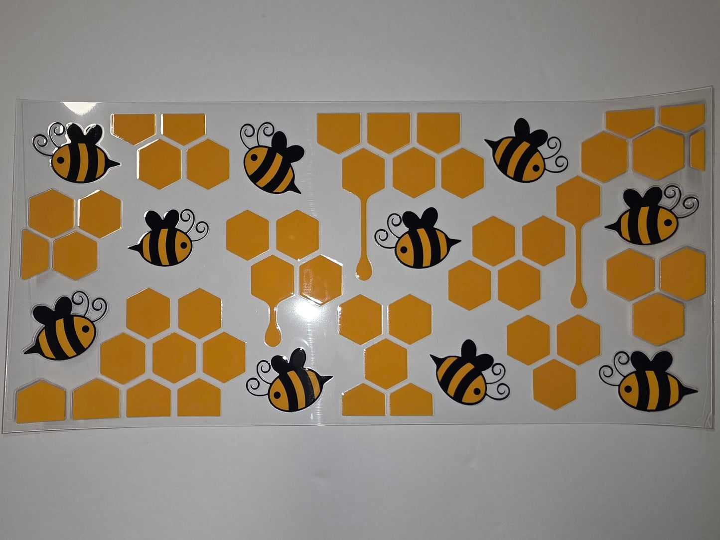 Cute Bumble Bee Honeycomb Tumbler Wrap - Yellow & Black Sublimation Design