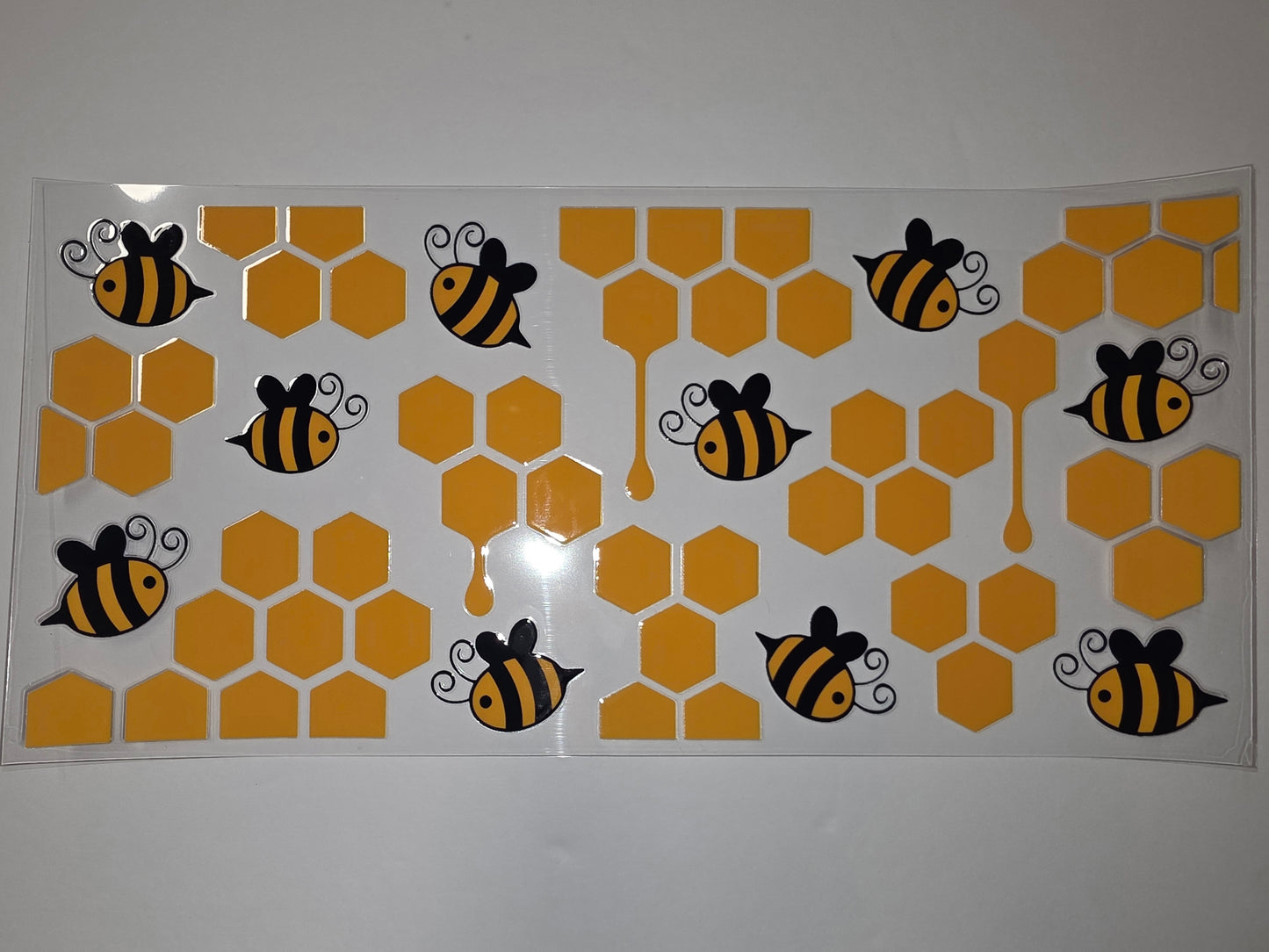 Cute Bumble Bee Honeycomb Tumbler Wrap | Yellow & Black Sublimation Design