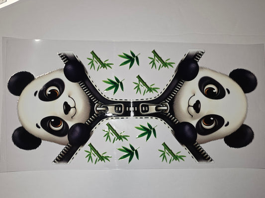 Cute Zipper Panda Bamboo Tumbler Wrap - Adorable Black & White Animal Design