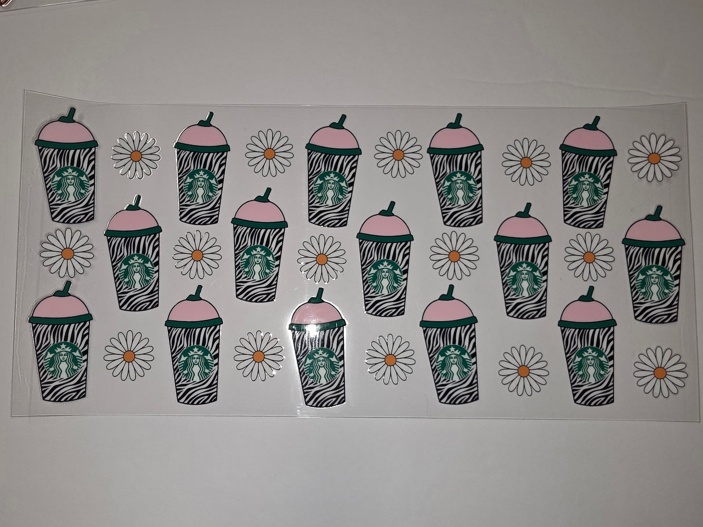 Zebra Print Coffee Cup & Daisy Tumbler Wraps | Pink & Green Drinkware Decals