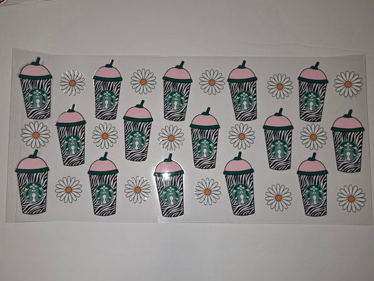Zebra Print Coffee Cup & Daisy Tumbler Wraps | Pink & Green Drinkware Decals