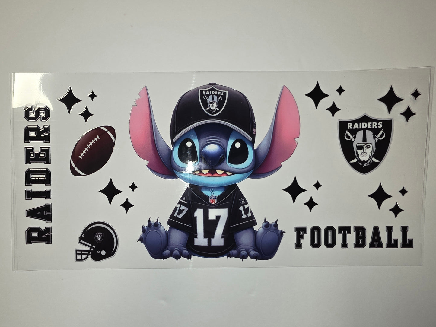 Stitch Las Vegas Raiders Football Tumbler Wrap | Black & Silver Design