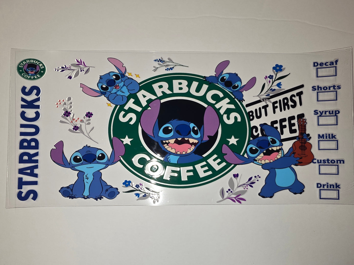Stitch Starbucks Coffee Tumbler Wrap - Blue, Purple, Green - Cute Character Design