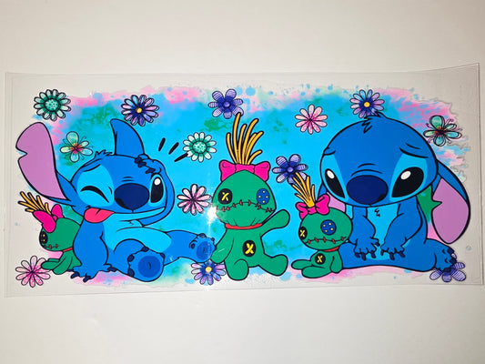 Stitch & Scrump Tumbler Wrap - Blue, Green, Pink Floral Design