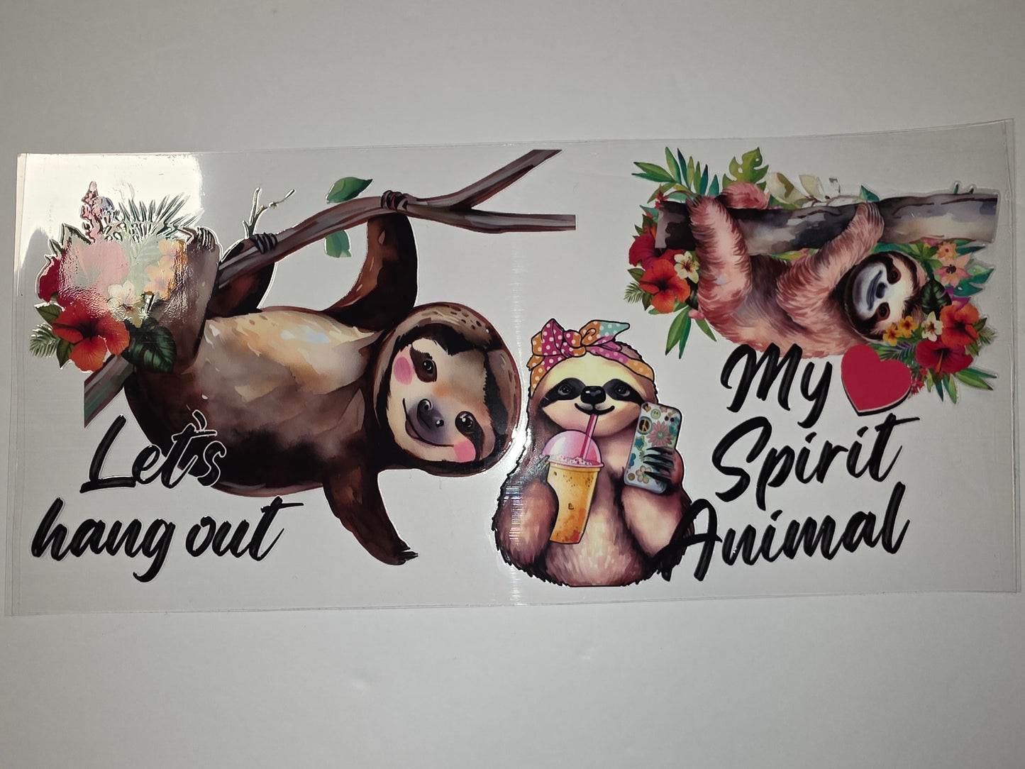 Boho Sloth Tumbler Wrap - "Let's Hang Out" & "My Spirit Animal" Design