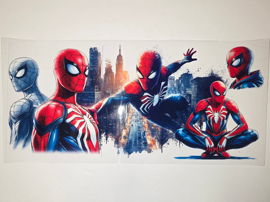 Spider-Man Cityscape Tumbler Wrap - Red, Blue, Gray - Dynamic Action Design