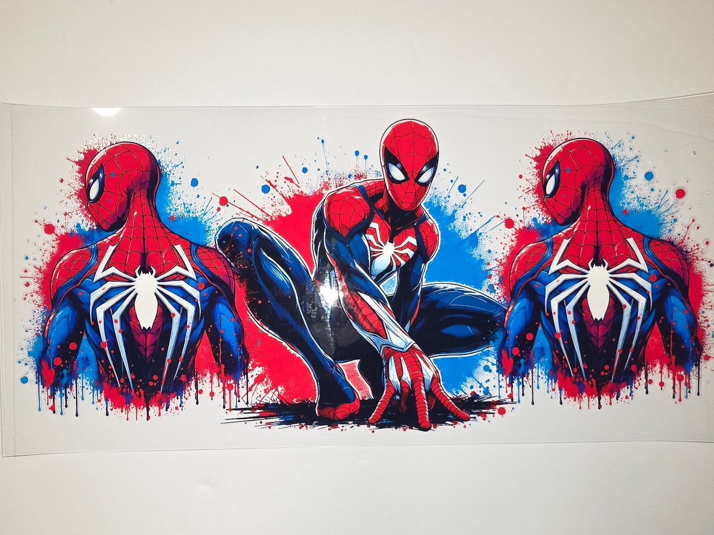 Spider-Man Splash Art Tumbler Wrap - Red, Blue, White Comic Design