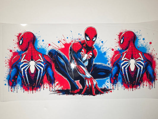 Spider-Man Splash Art Tumbler Wrap - Red, Blue, White Comic Design