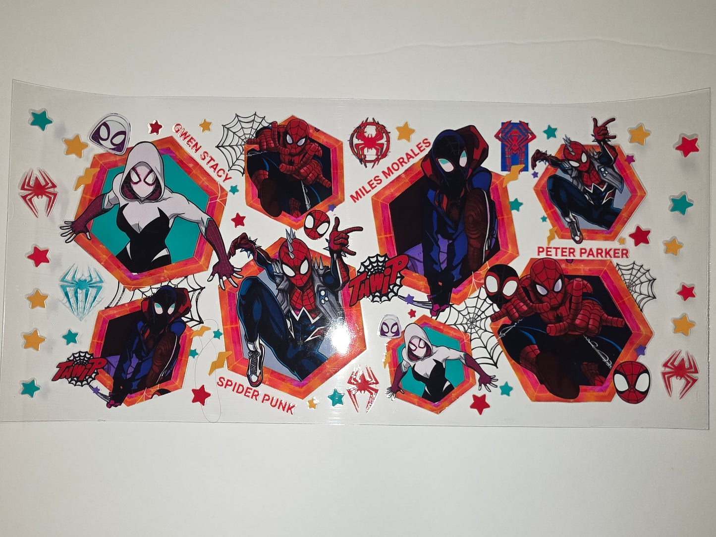 Spider-Verse Tumbler Wrap - Gwen Stacy, Miles Morales, Spider Punk, Peter Parker - Vibrant Colors